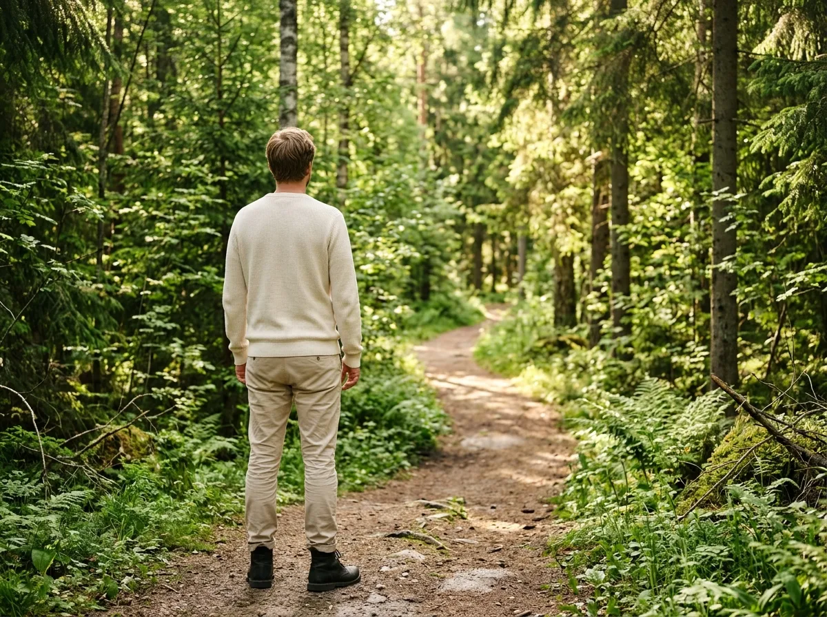 Anonym man utomhus i svensk natur - aktiv livsstil och välmående